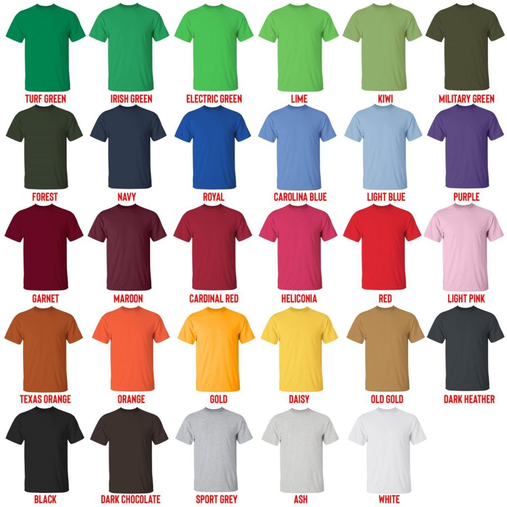 t shirt color chart - Tate McRae Shop